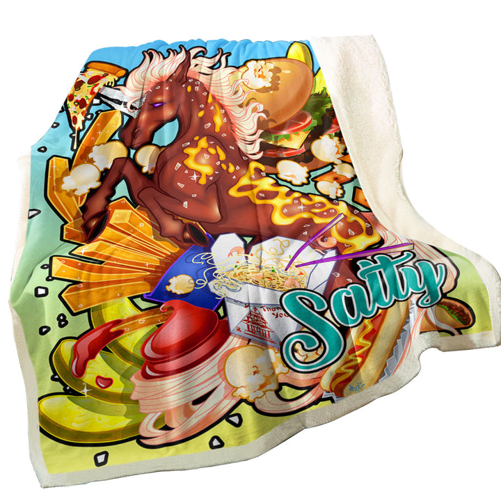 Cool Throw Blanket for Boys Rudicorn Salty Junk Food