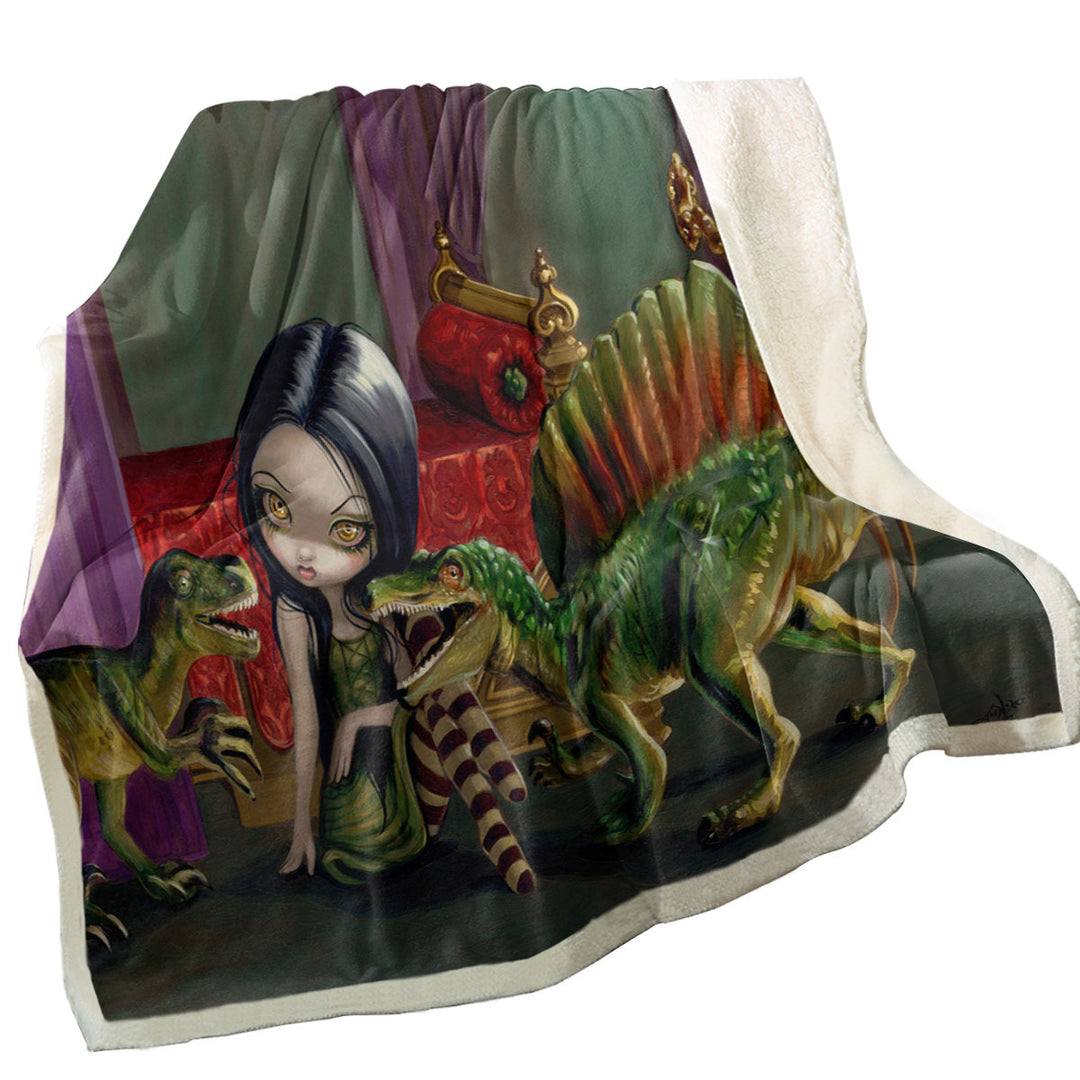 Cool Throws Girl and Dinosaur Friends