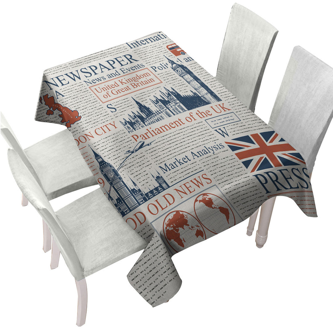 Cool UK Newspaper Custom table cloth
