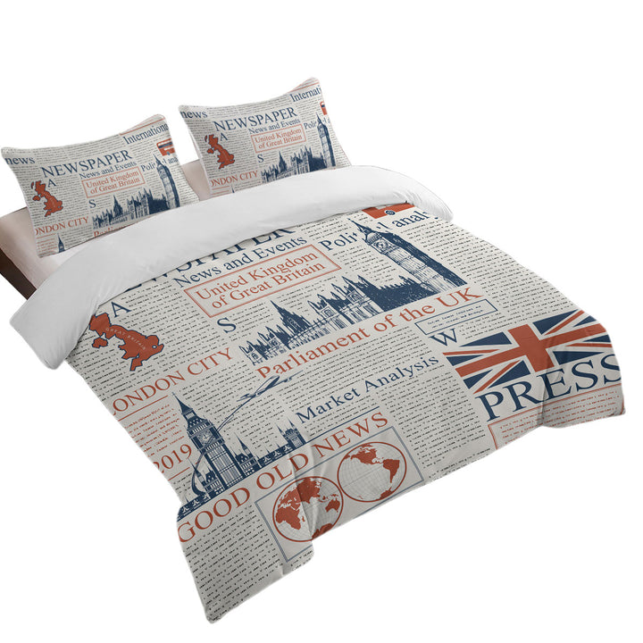 Cool UK Newspaper Quilt Cover Sets