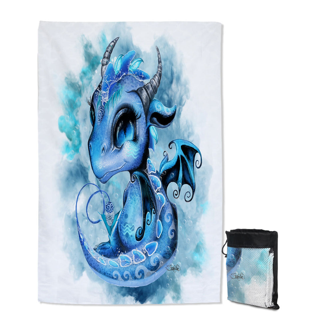 Cool Water Drops Lil Dragon Lightweight Travel Beach Towel for Kids