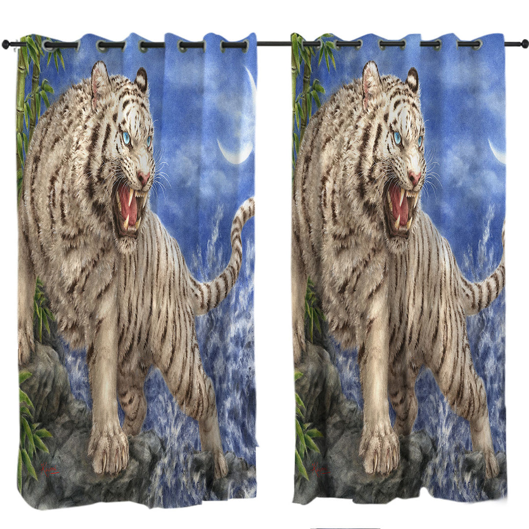 Cool Wild Animal Painting Ocean White Tiger Drapery