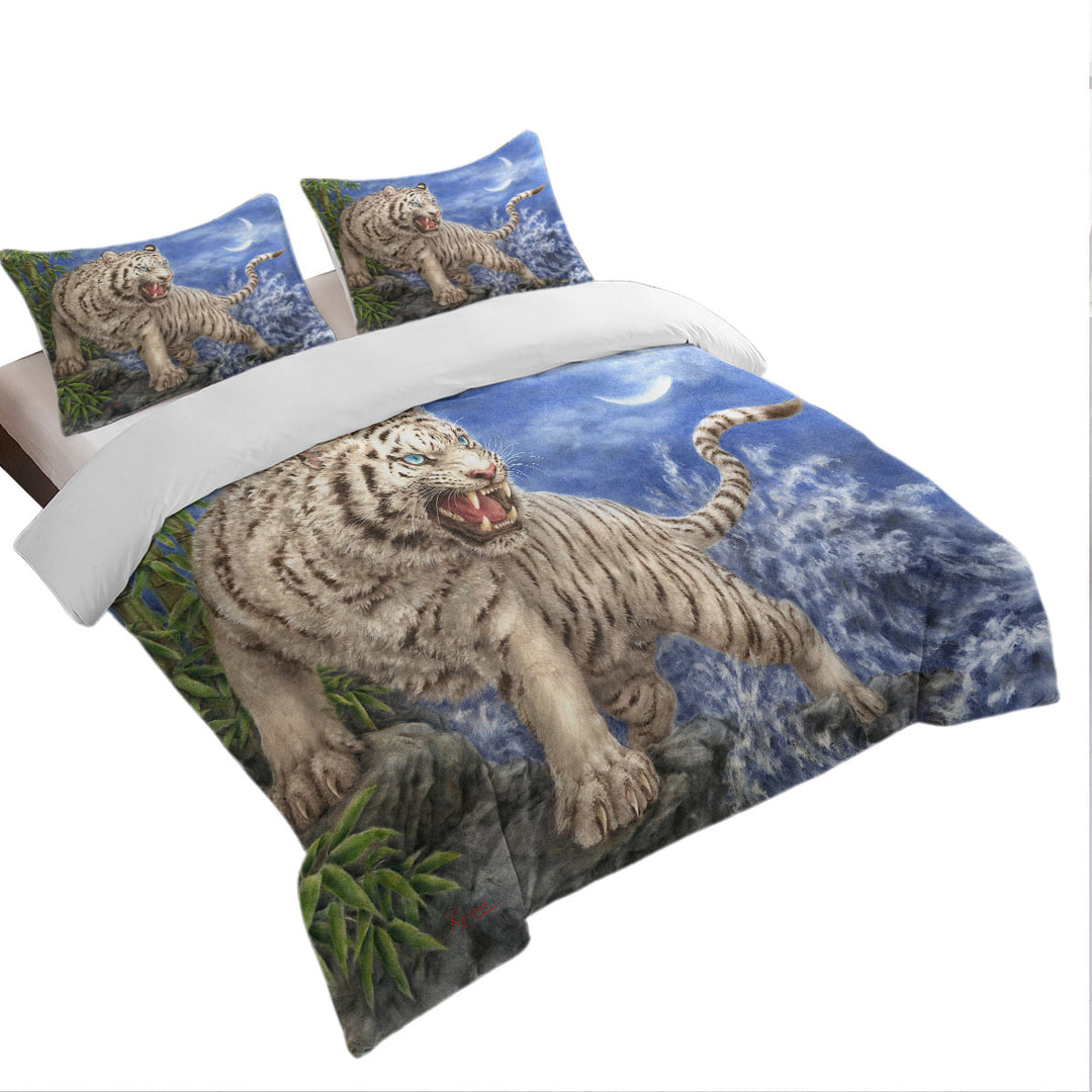 Cool Wild Animal Painting Ocean White Tiger Duvet Cover