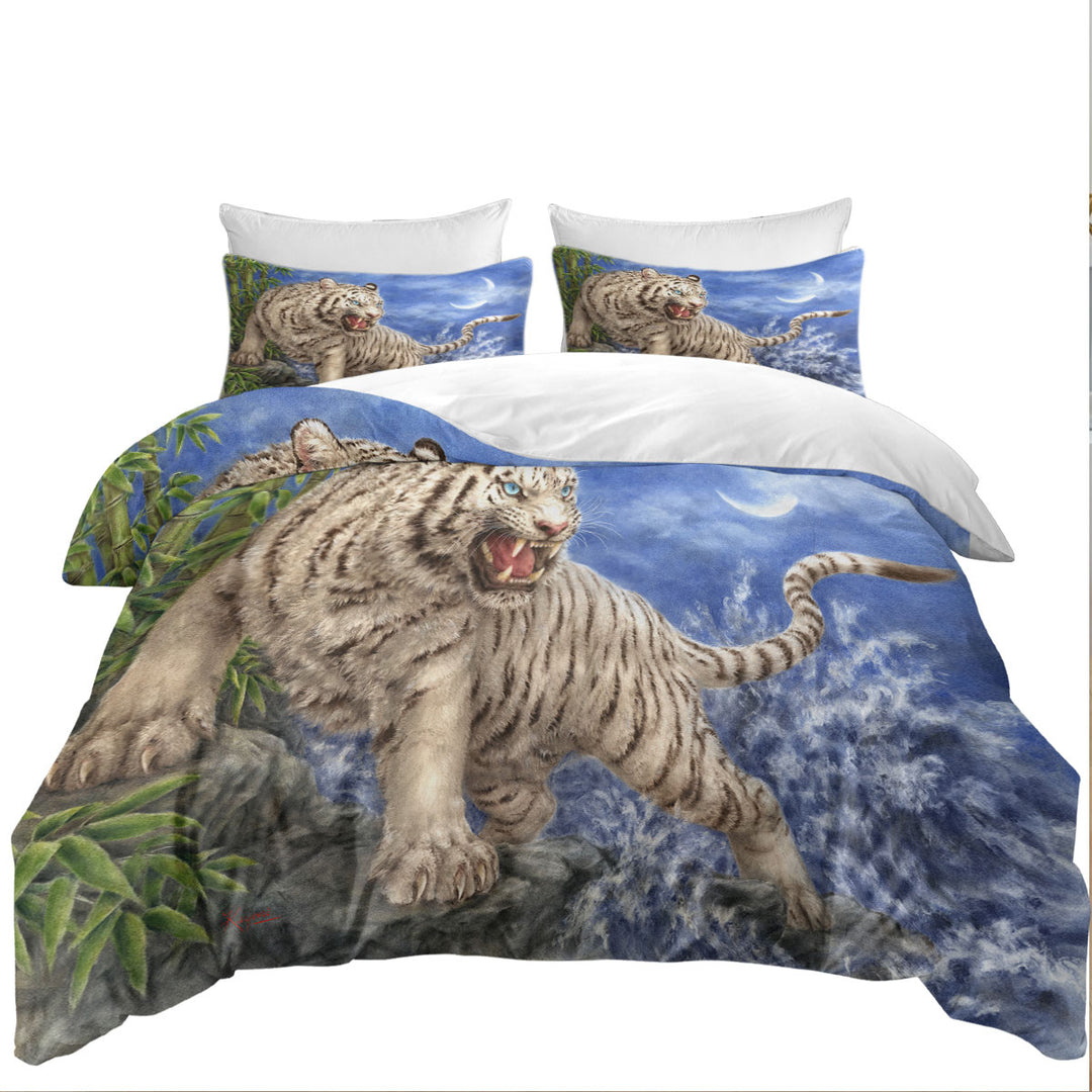Cool Wild Animal Painting Ocean White Tiger Duvet Covers