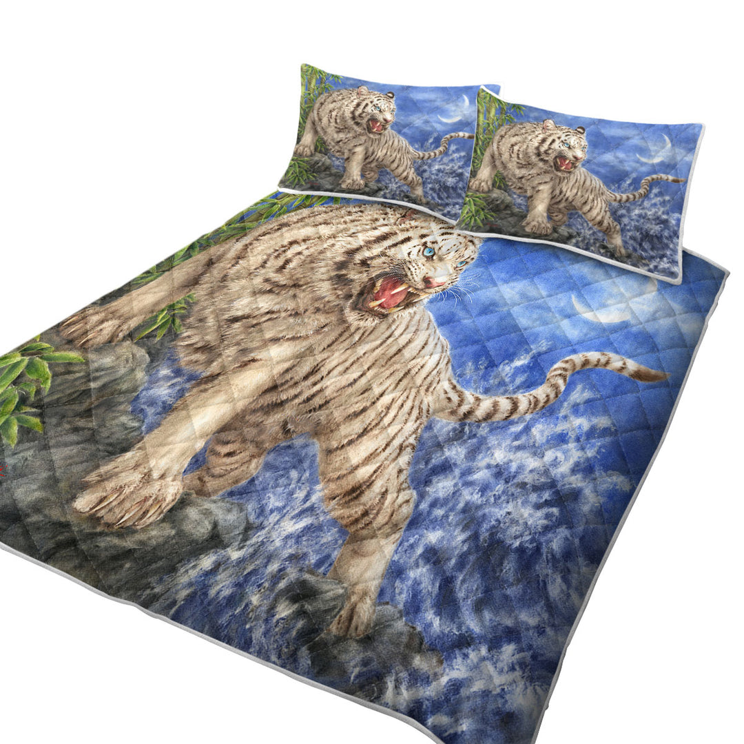 Cool Wild Animal Painting Ocean White Tiger Quilts