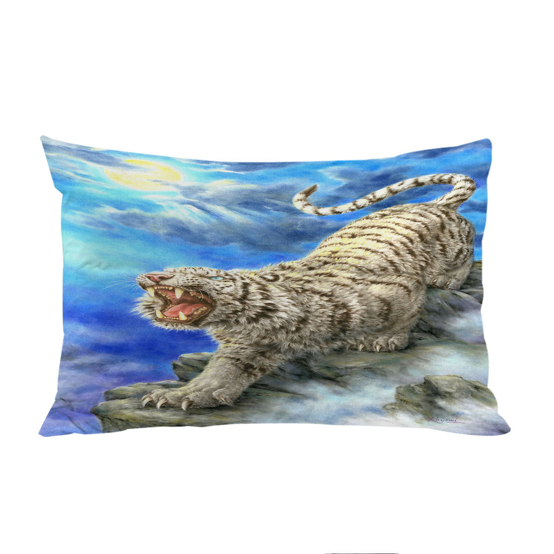 Cool Wildlife Animal Art Roaring White Tiger Pillowcase