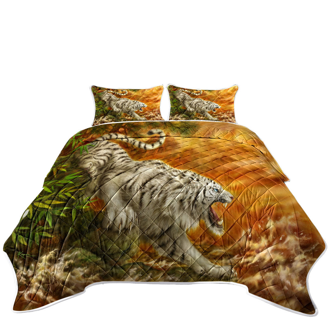 Cool Wildlife Drawing Ocean White Tiger Coverlets