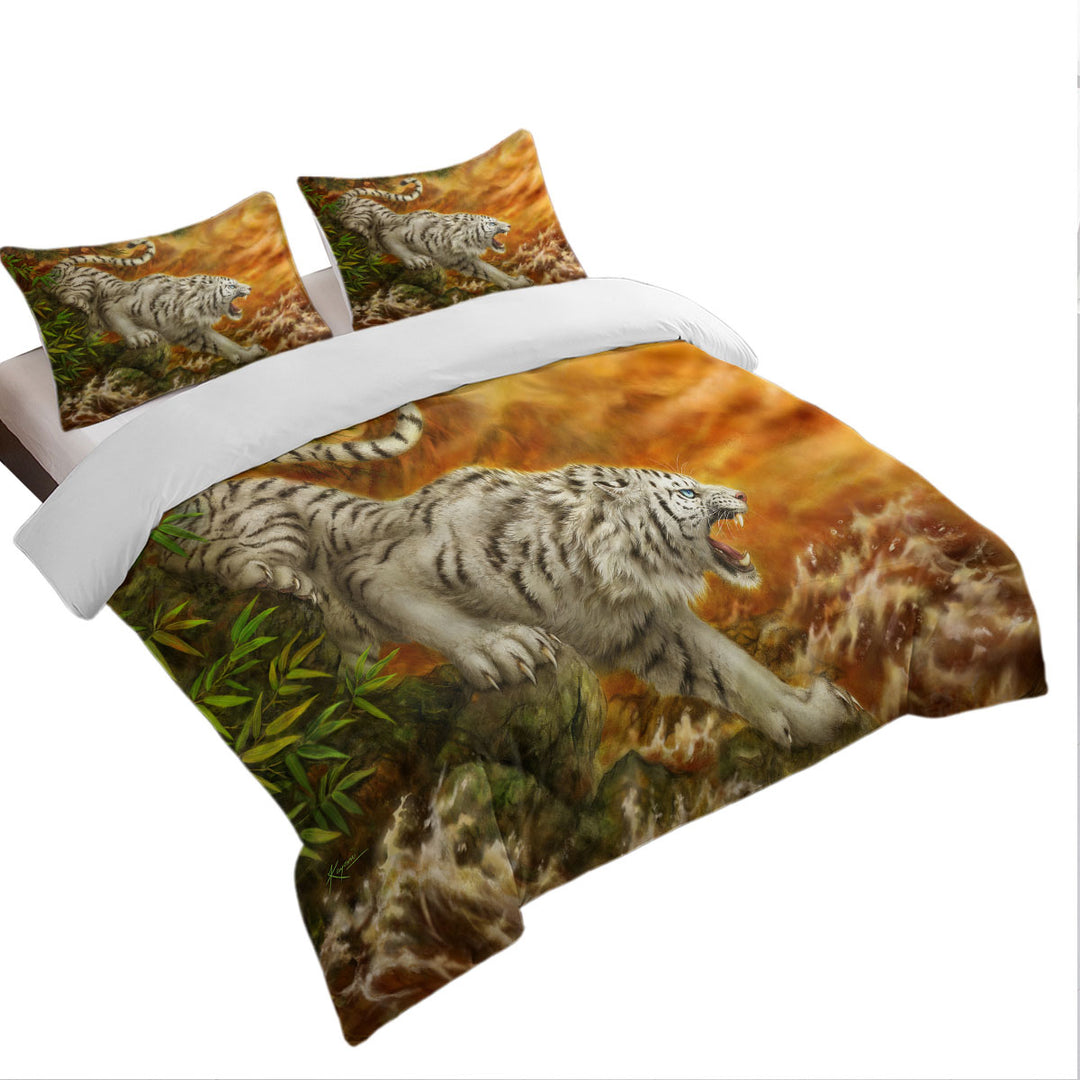 Cool Wildlife Drawing Ocean White Tiger Duvet Cover