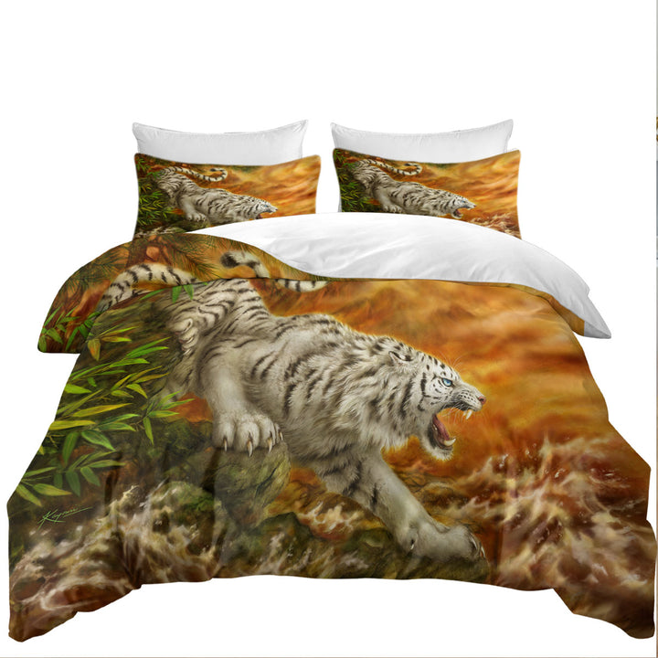 Cool Wildlife Drawing Ocean White Tiger Duvet Covers
