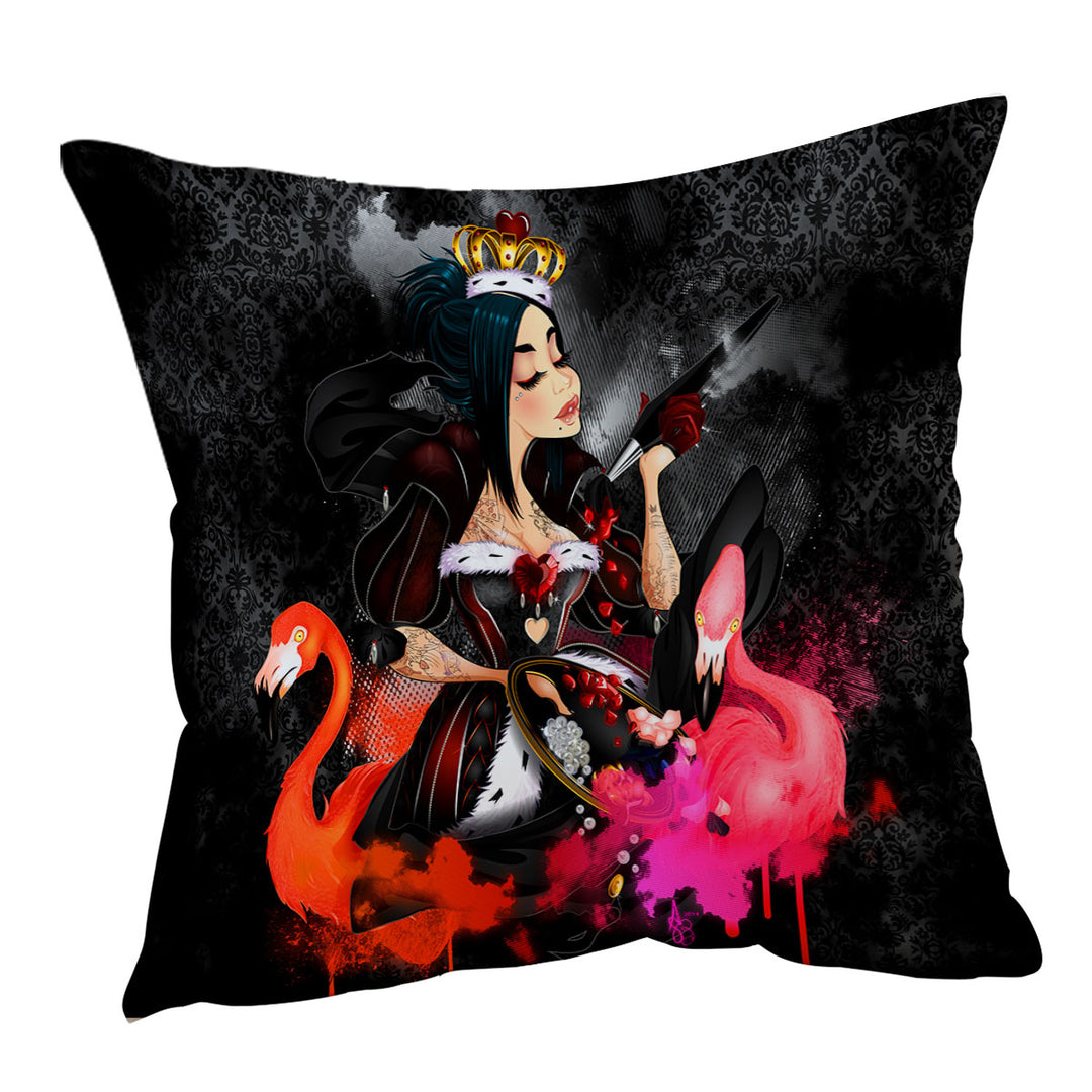 Cool Womens Cushion Covers Queen of Arts and Flamingos