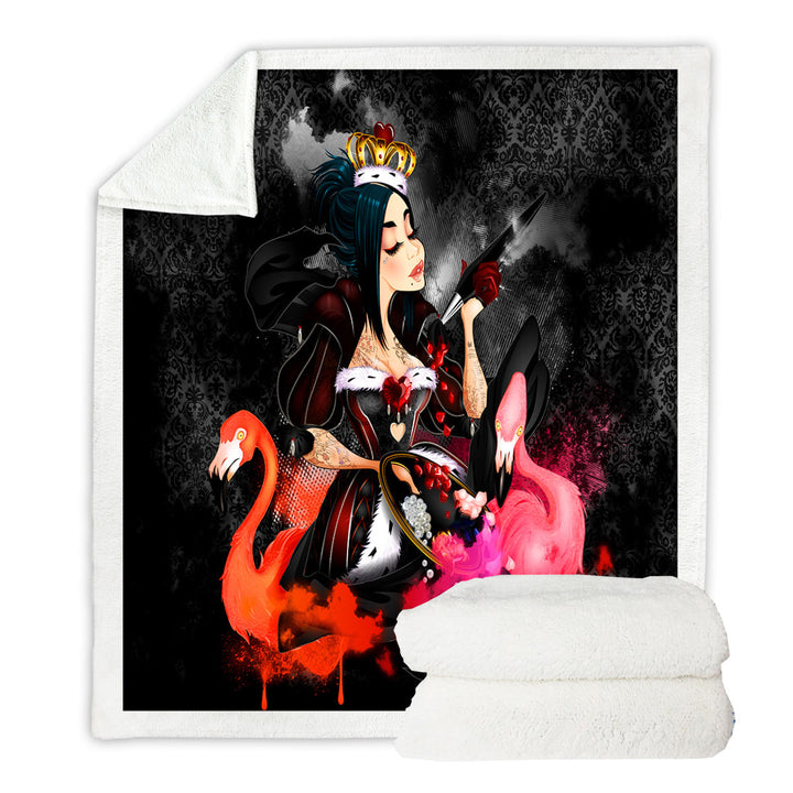 Cool Womens Decorative Blankets Queen of Arts and Flamingos
