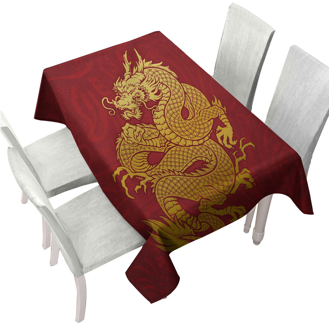 Cool Yellow Chinese Dragon Tablecloth