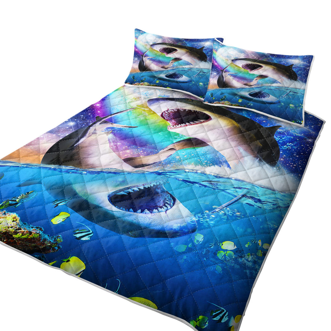 Cool Yin Yang Sharks Space and Ocean California King Quilt Sets