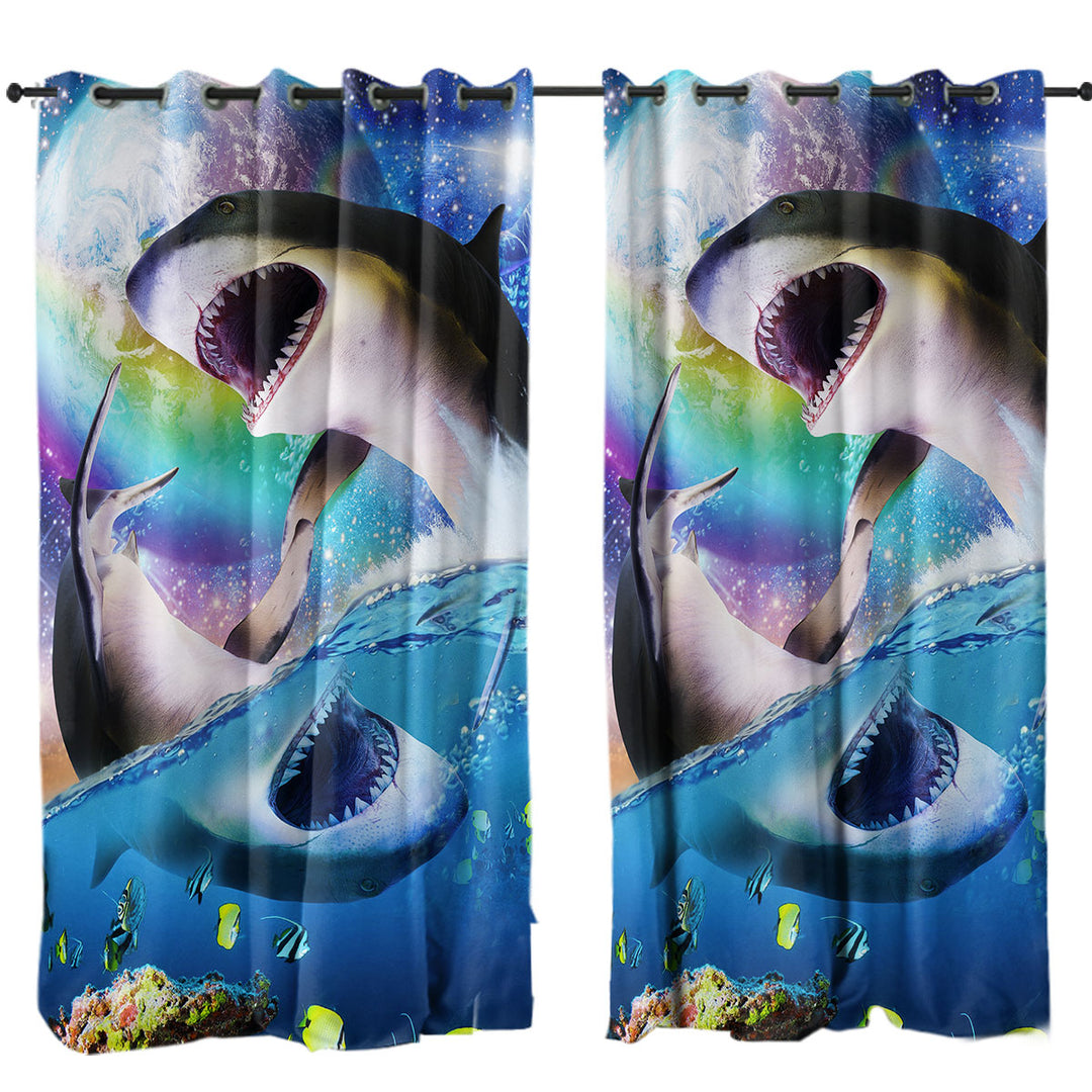 Cool Yin Yang Sharks Space and Ocean Curtains