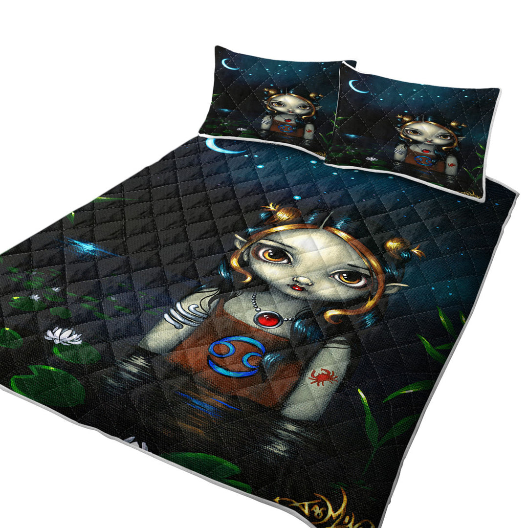Cool Zodiac Art Cancer Night Girl Coverlet