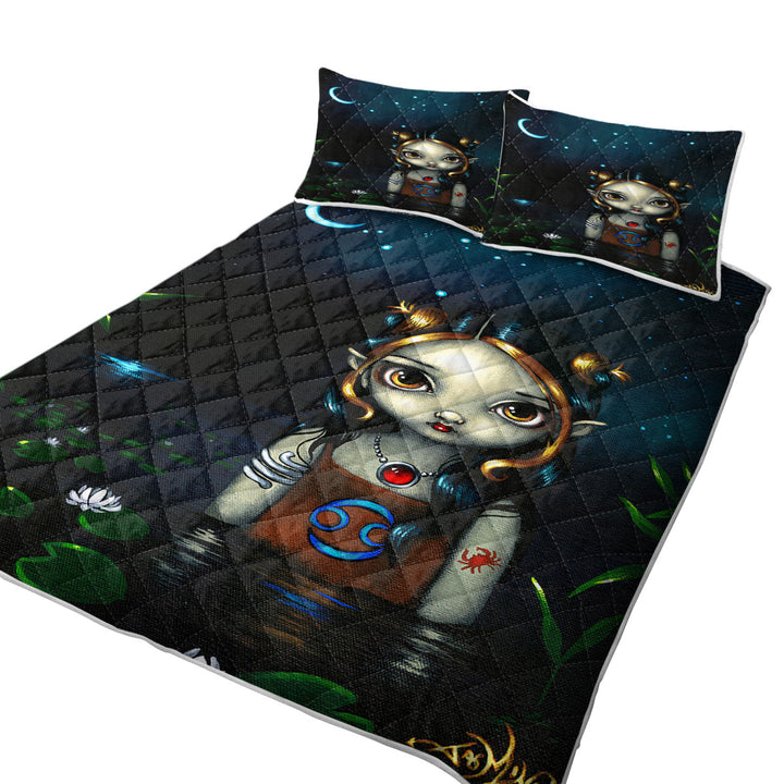 Cool Zodiac Art Cancer Night Girl Coverlet