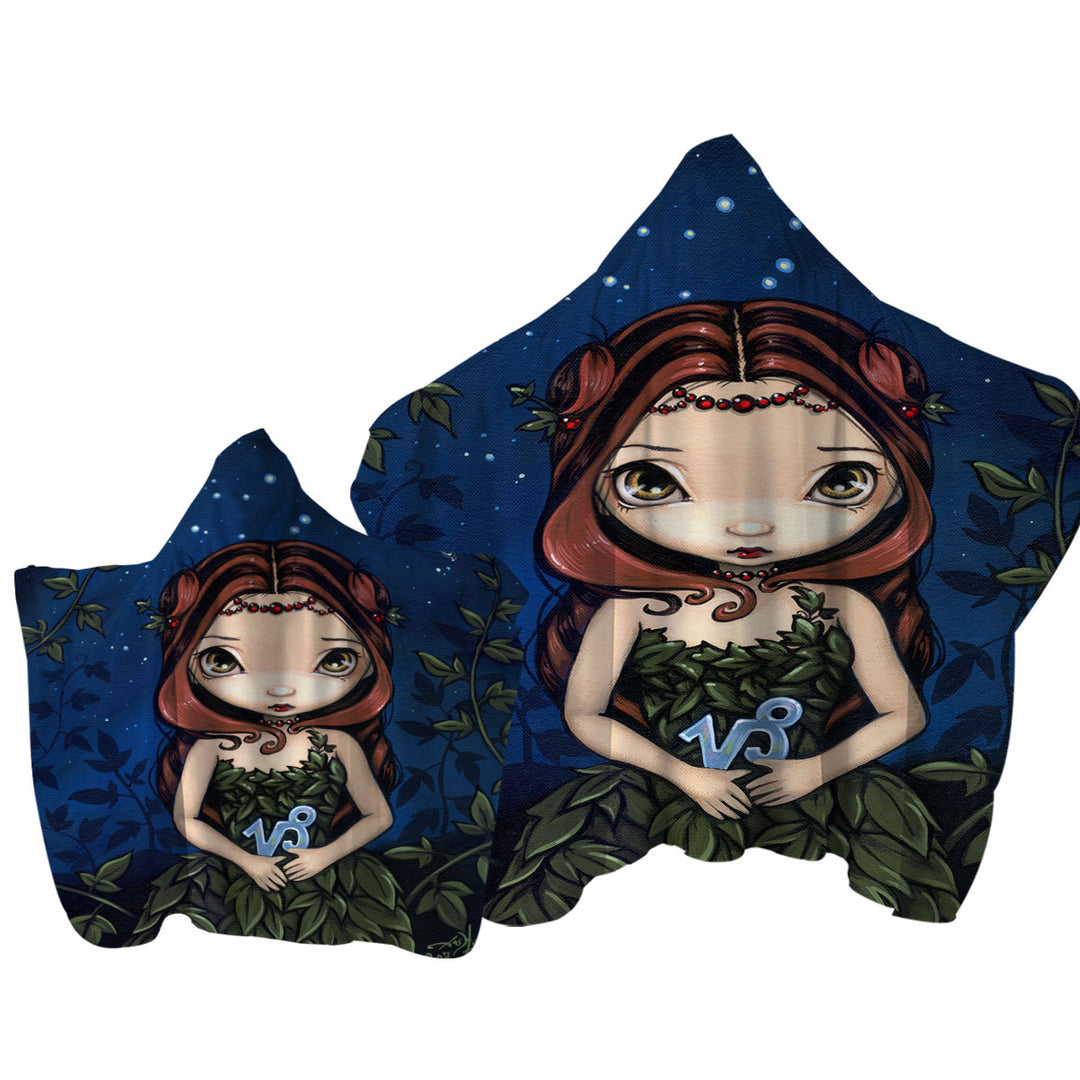 Cool Zodiac Art Capricorn Night Girl Towel Hoodie