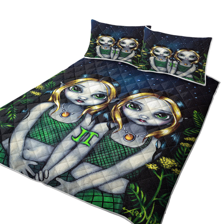 Cool Zodiac Art Gemini Night Elf Girls Coverlet