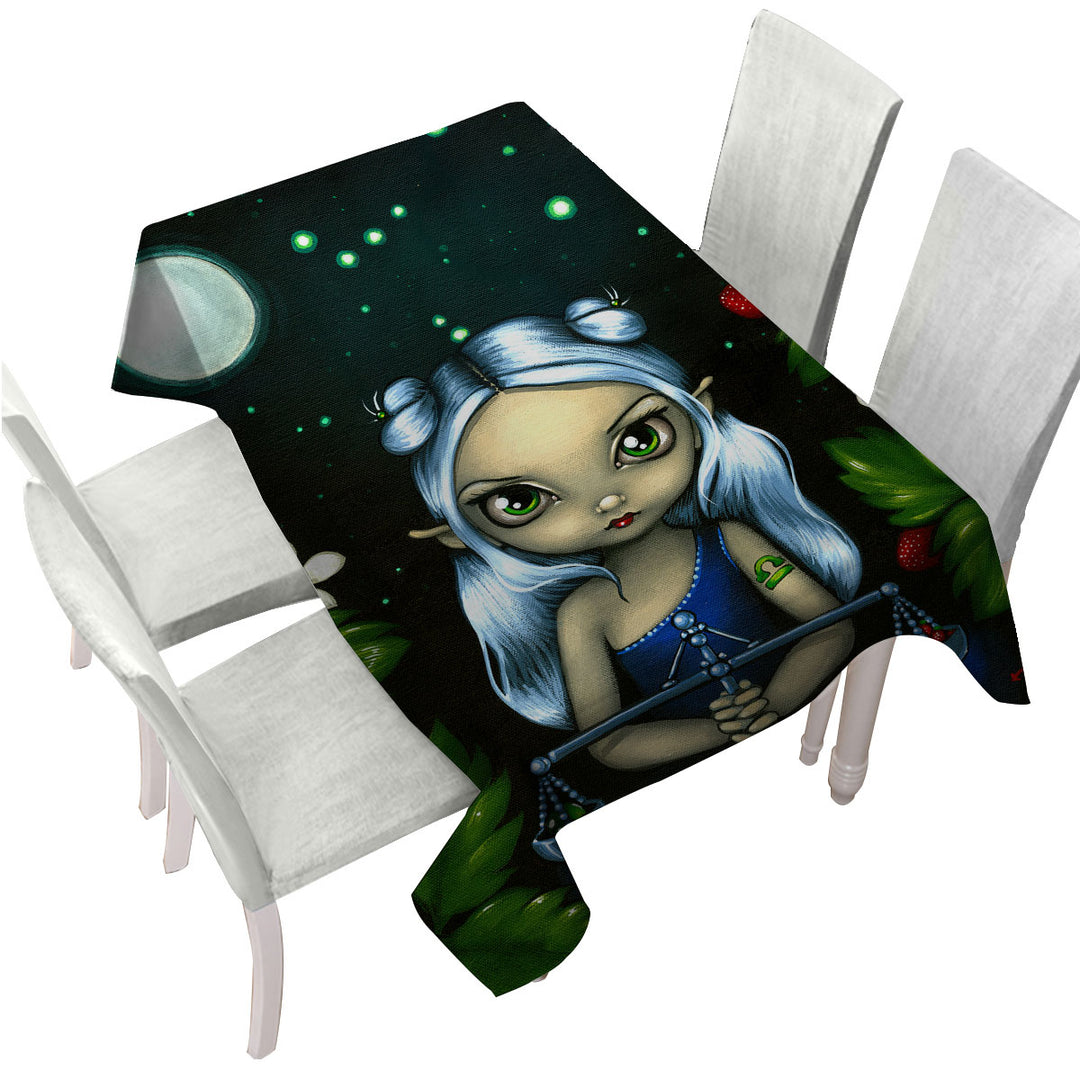 Cool Zodiac Art Libra Moon Night Elf Girl Tablecloths