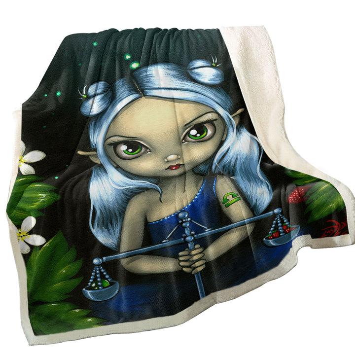 Cool Zodiac Sofa Blankets Art Libra Moon Night Elf Girl