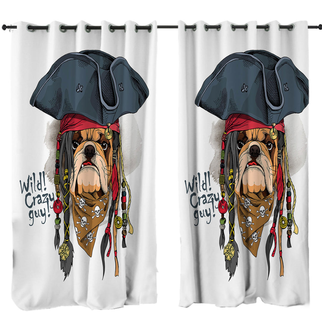 Cool and Crazy Pirate Bulldog Curtain