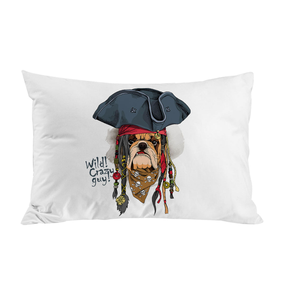 Cool and Crazy Pirate Bulldog Pillow Case Covers