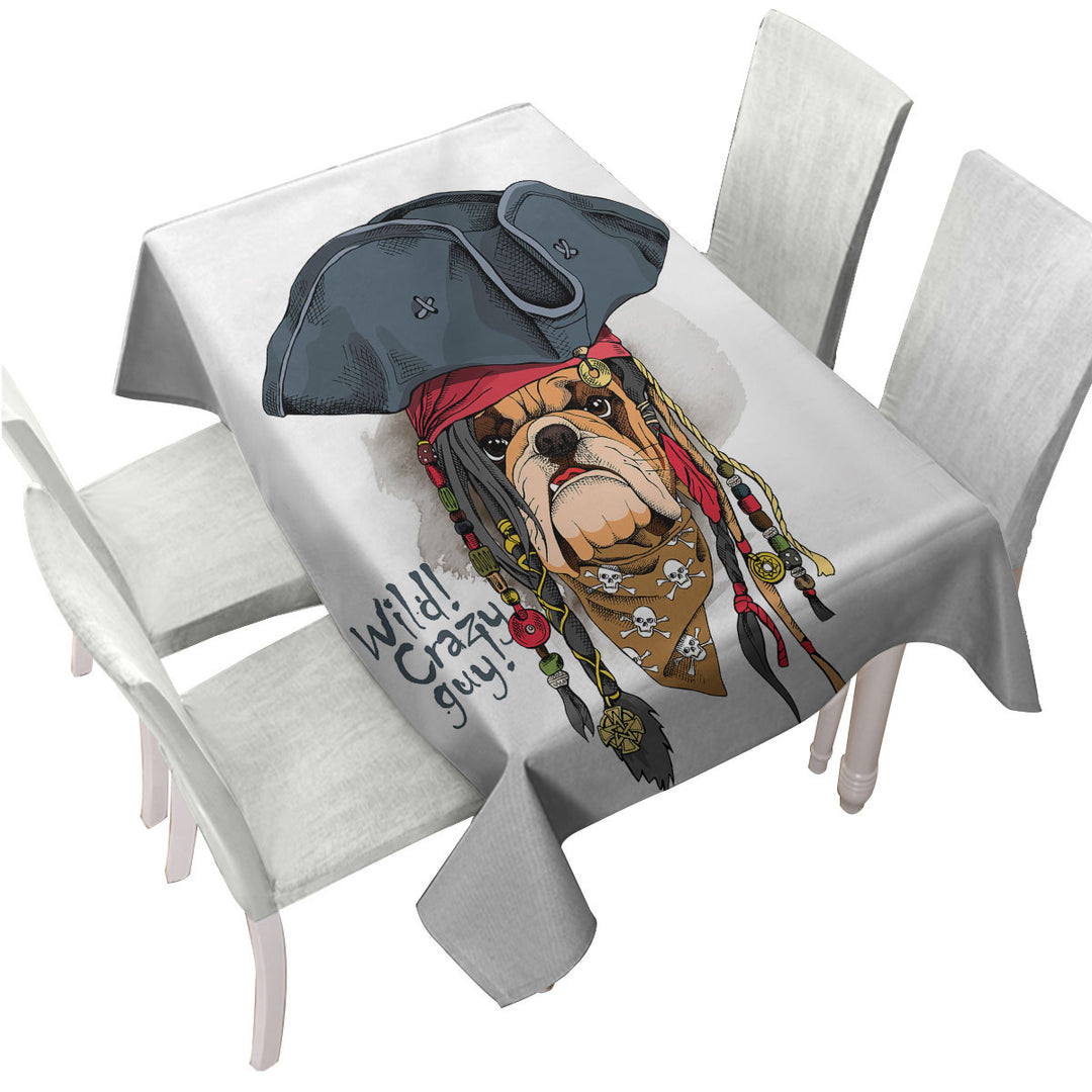 Cool and Crazy Pirate Bulldog Tablecloths