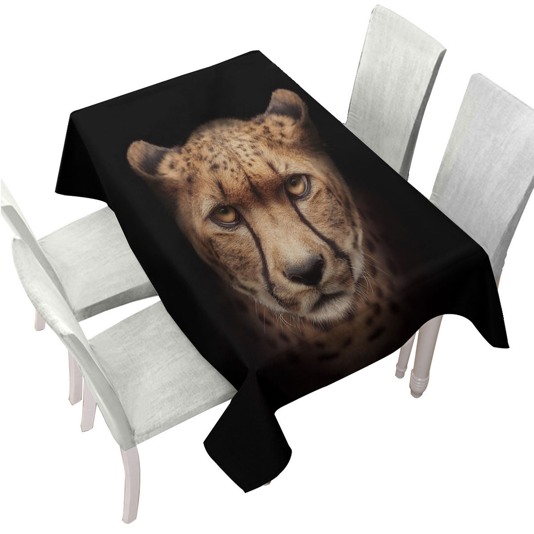 Cool and Fascinating Cheetah Portrait Tablecloth