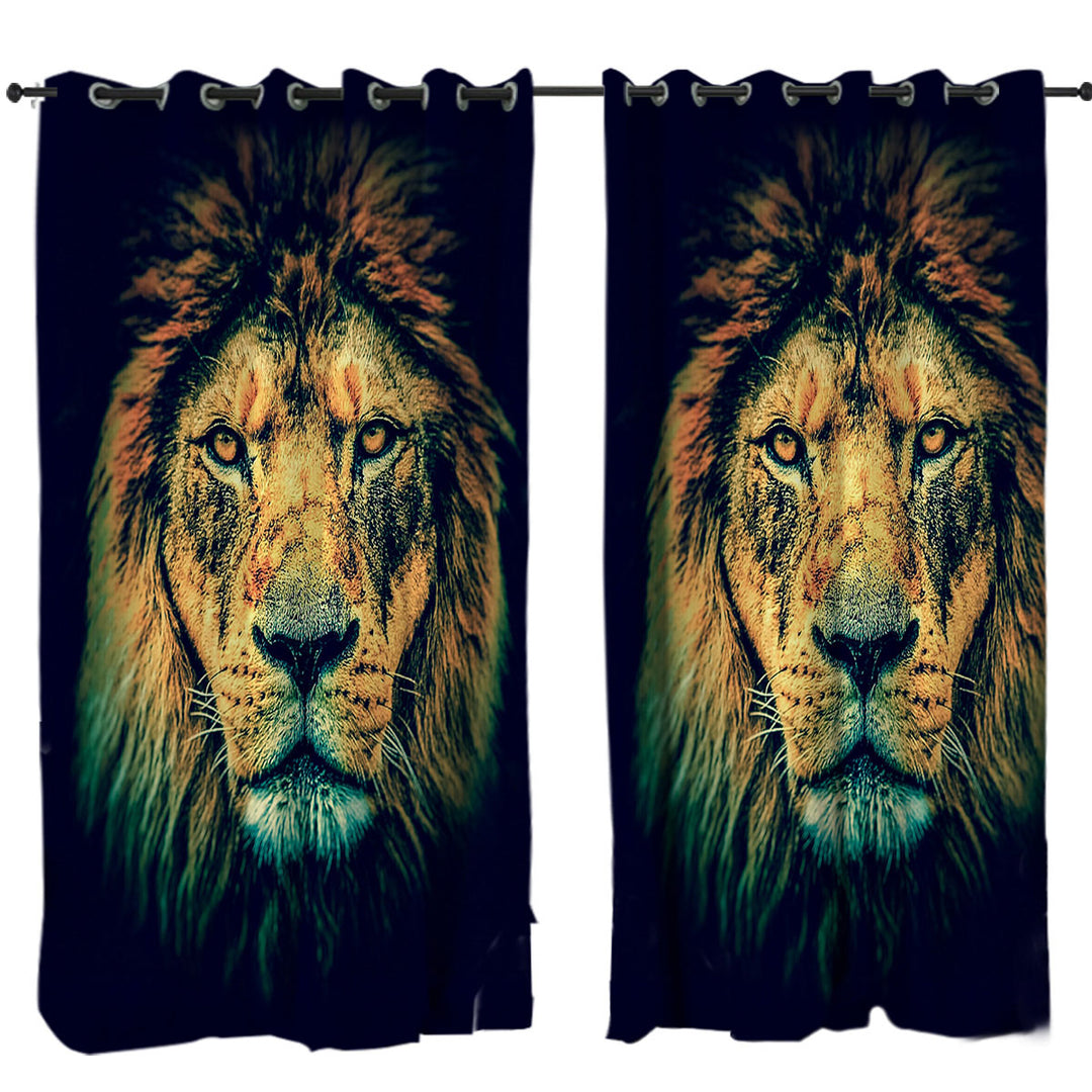 Cool and Fascinating Lion Portrait Curtains