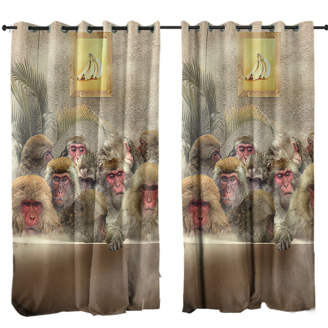 Cool and Funny Art Monkeys Bath Curtain