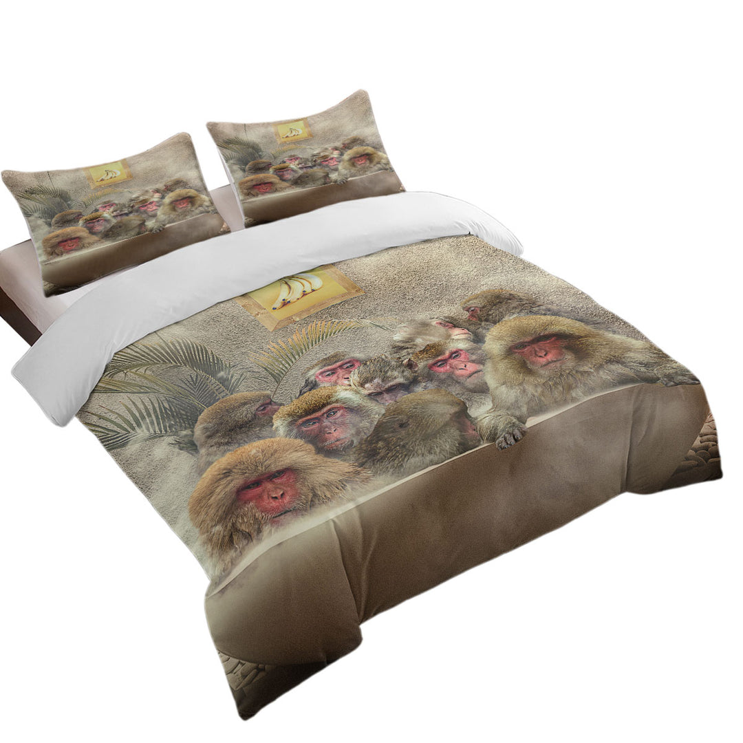 Cool and Funny Art Monkeys Bath Queen Size Duvet Cover
