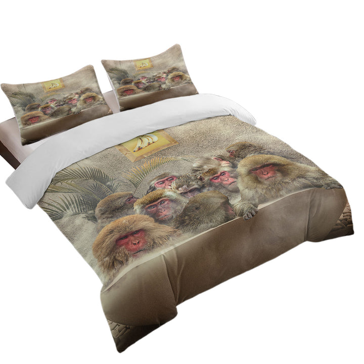 Cool and Funny Art Monkeys Bath Queen Size Duvet Cover