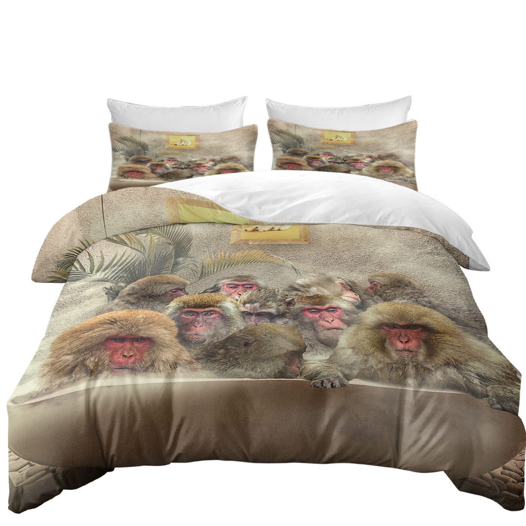 Cool and Funny Art Monkeys Bath Twin Duvet Covers
