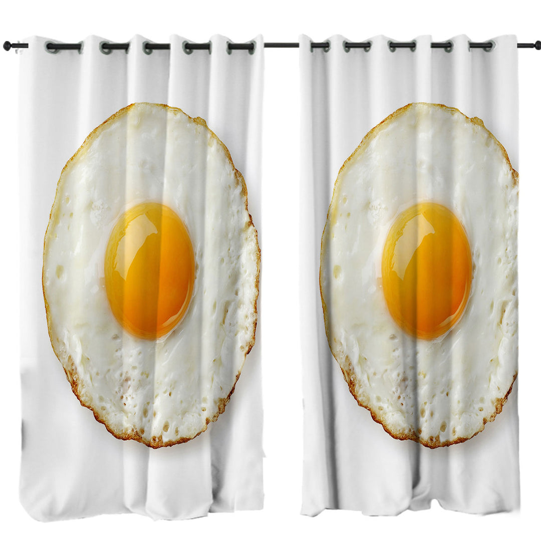 Cool and Funny Sunny Side Up Fried Egg Curtains for Living Room
