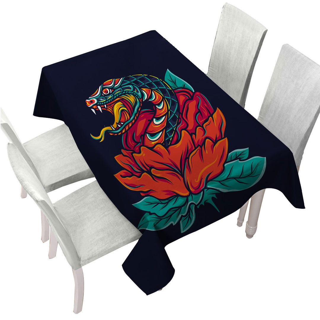 Cool and Scary Snake Rose Custom tablecloths