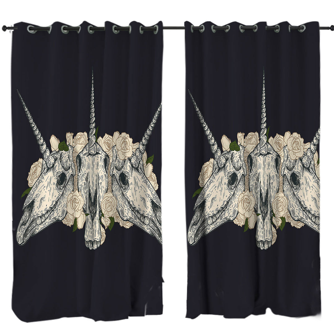 Cool and Scary Unicorn Skulls Eyelet Curtains