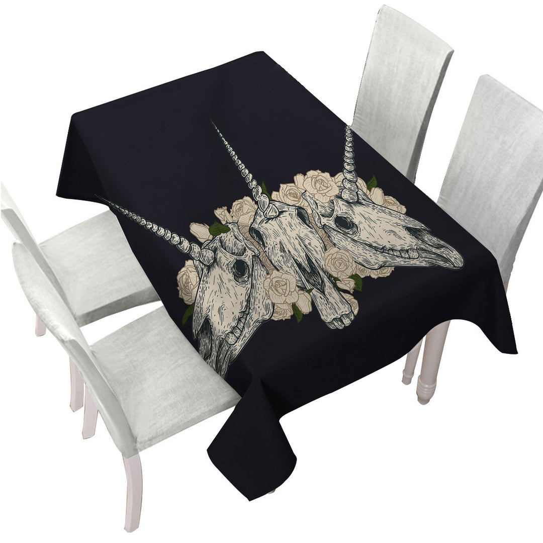 Cool and Scary Unicorn Skulls Tablecloth