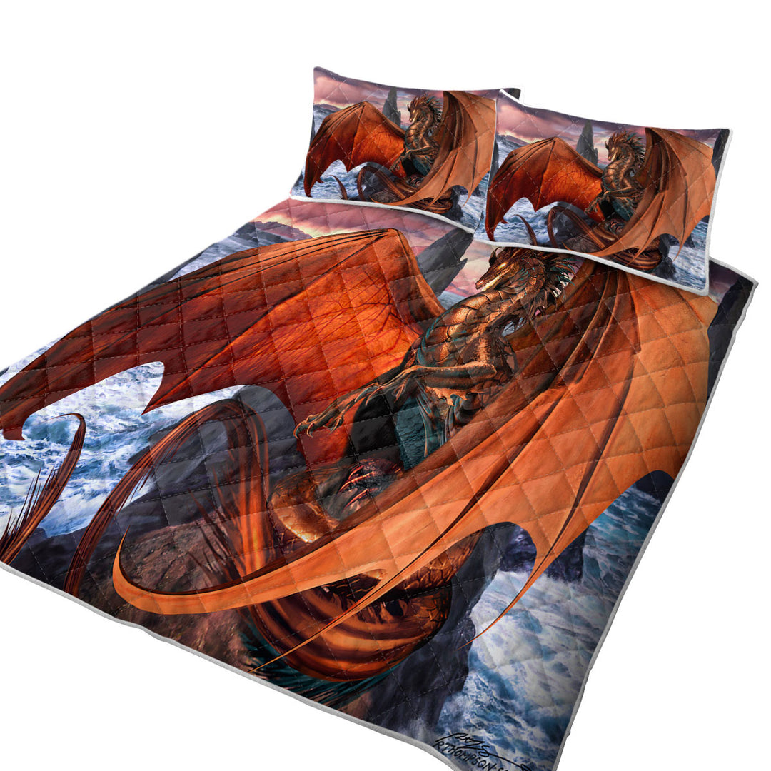 Coppervein Fantasy Creature Ocean Rocks Dragon Coverlet