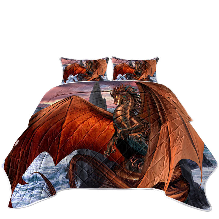 Coppervein Fantasy Creature Ocean Rocks Dragon Coverlets