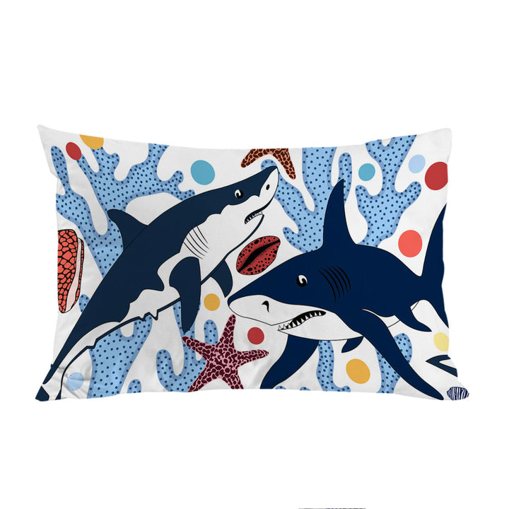 Coral and Sharks Pillow Cases
