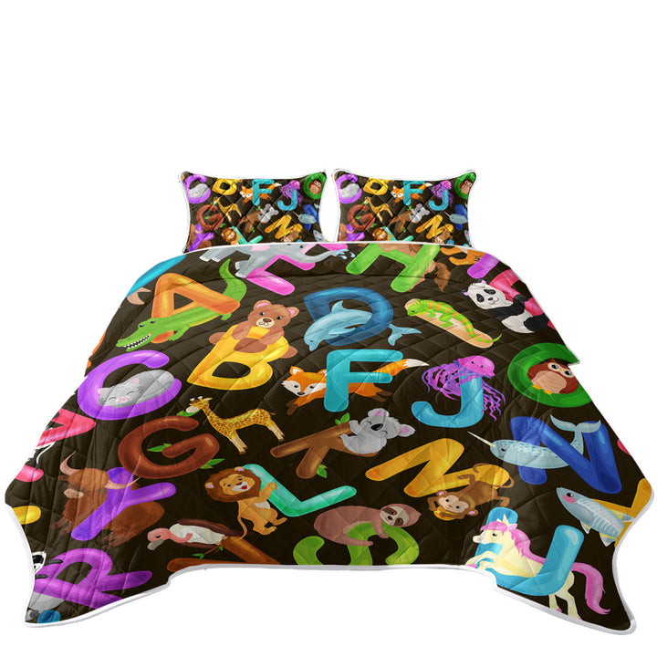 Coverlet with Animal Alphabet Mix for Kids