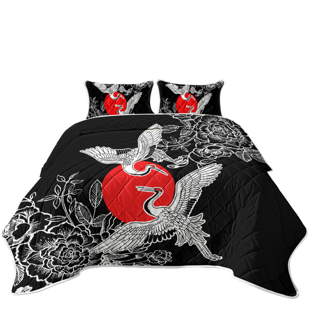 Coverlet with Artistic Flowers and Storks