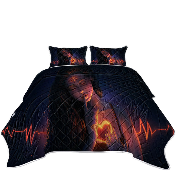 Coverlet with Beautiful Girl Listen To Your Heart