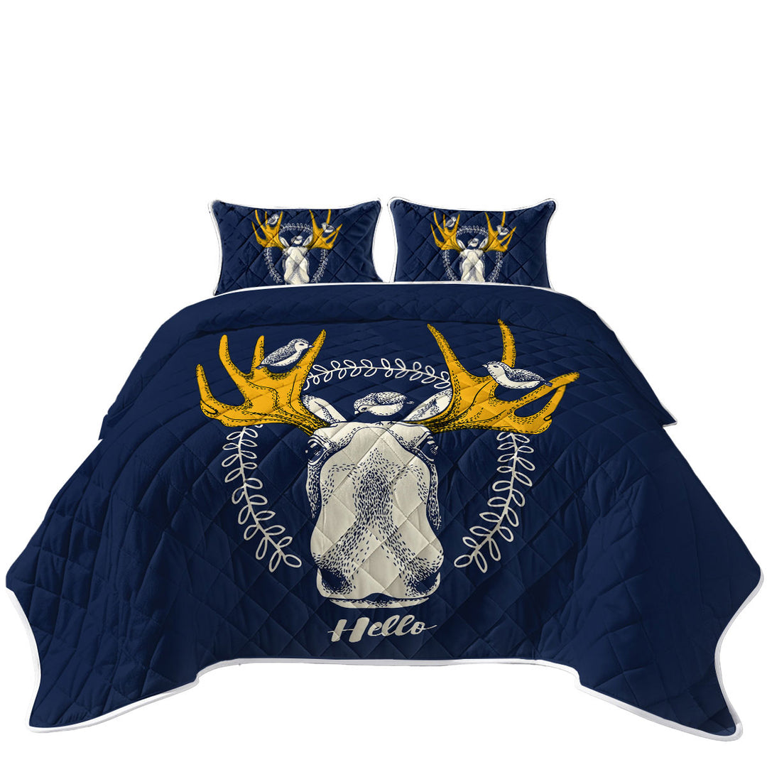 Coverlet with Birds and Moose