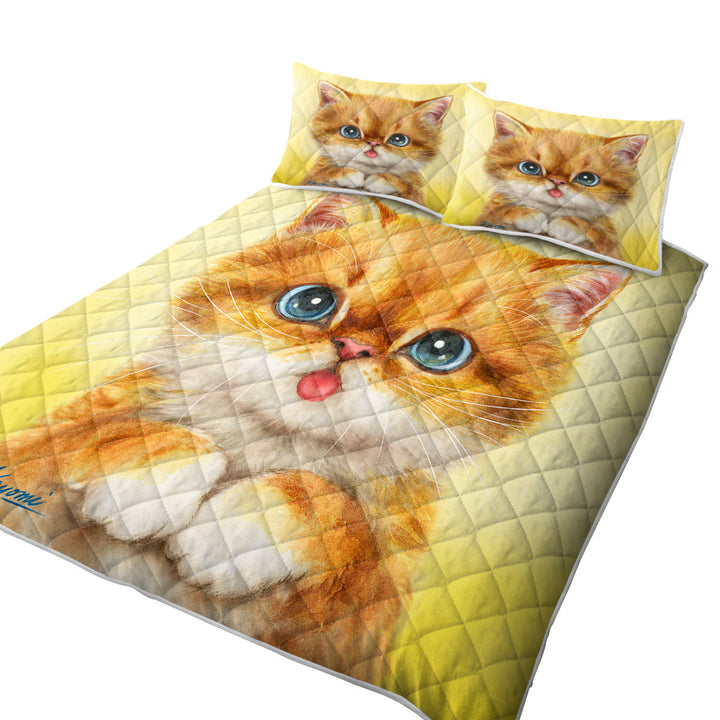 Coverlet with Blue Eyes Ginger Kitty Cat