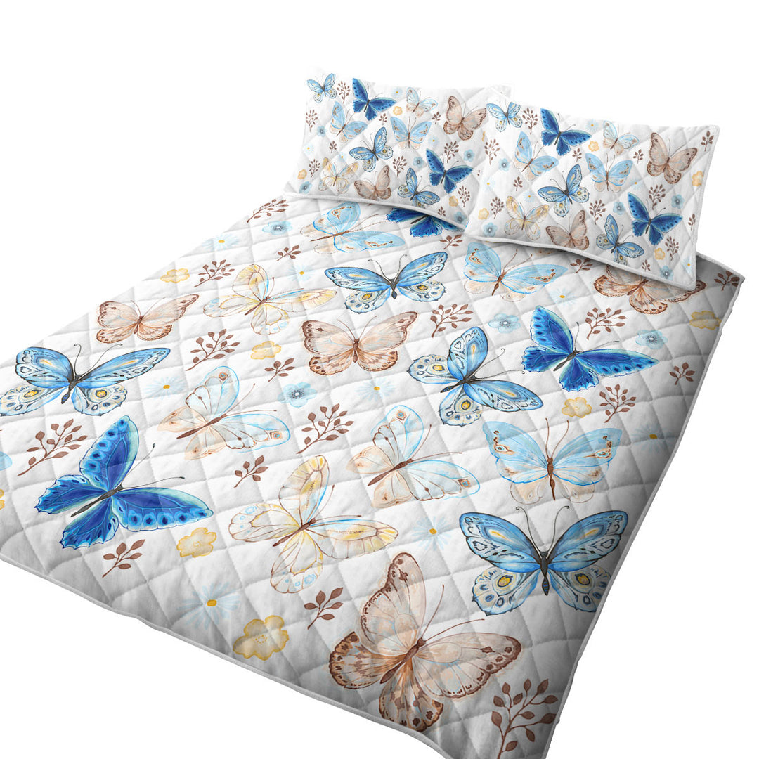 Coverlet with Blue Hues Butterflies