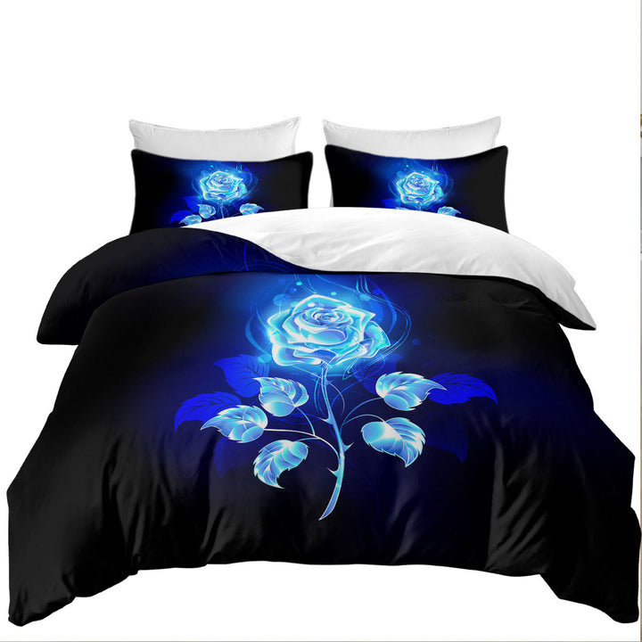 Coverlet with Blue Rose