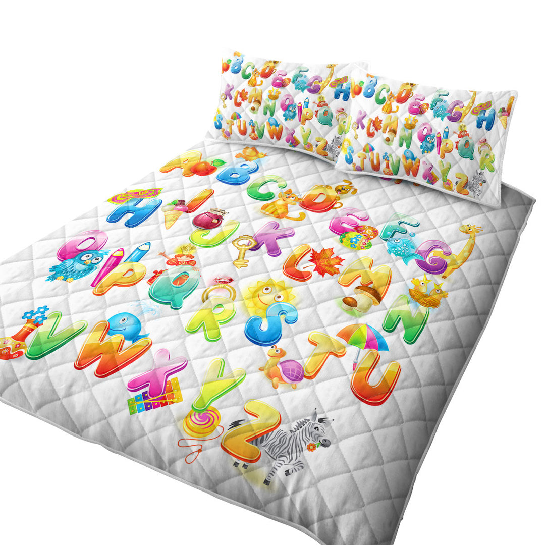 Coverlet with Cartoon Alphabet for Kids
