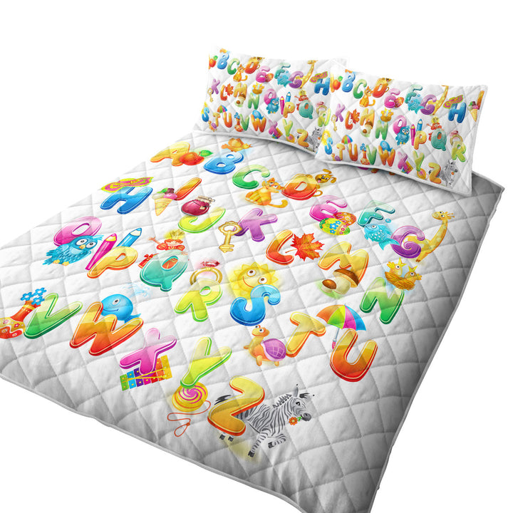 Coverlet with Cartoon Alphabet for Kids