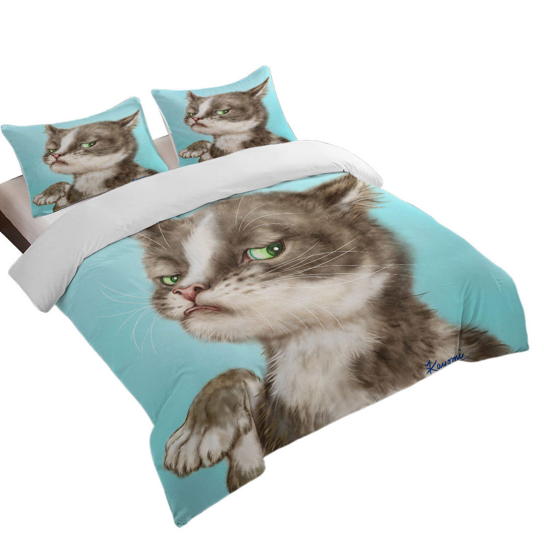 Coverlet with Cats Cute and Funny Faces Unsatisfied Kitten